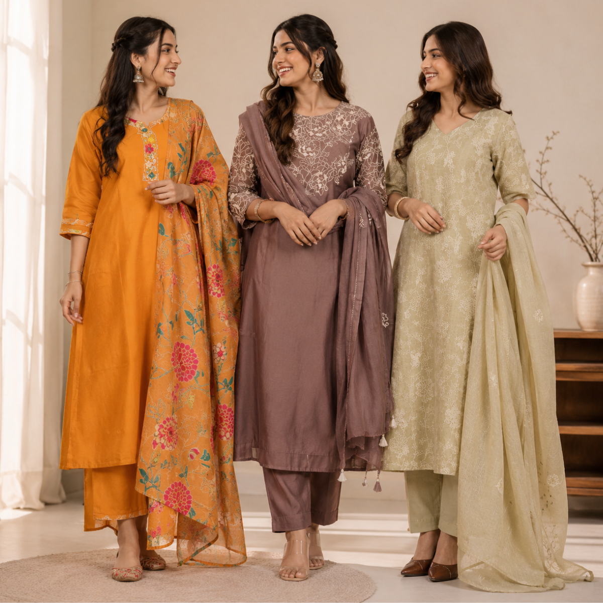 Women's Kurta Pant Set with Dupatta ( KP-4 )
