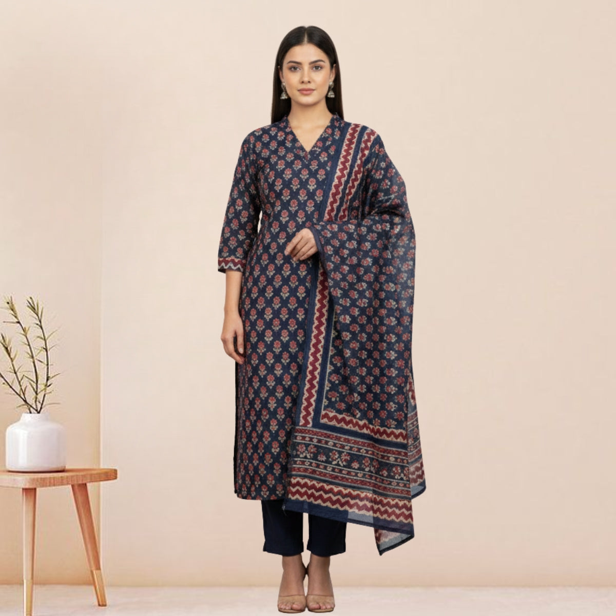 3 Cotton Kurtis with Pant & Dupatta |C-09