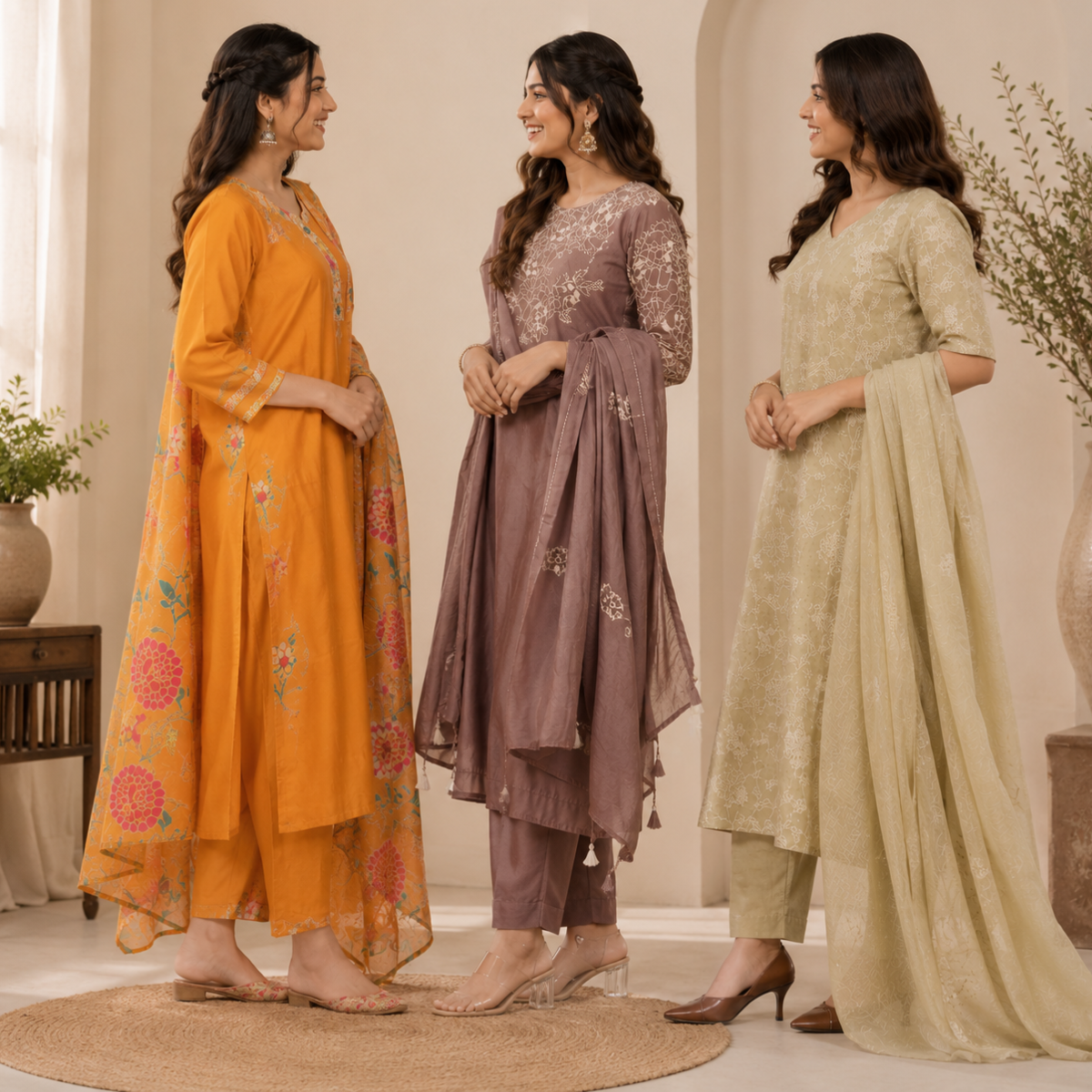 Women's Kurta Pant Set with Dupatta ( KP-4 )