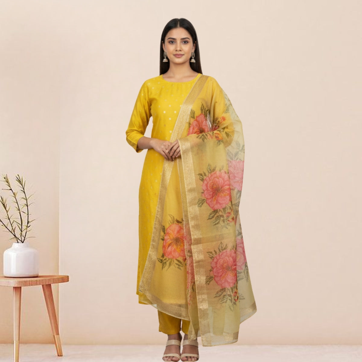 3 Cotton Kurtis with Pant & Dupatta |C-05
