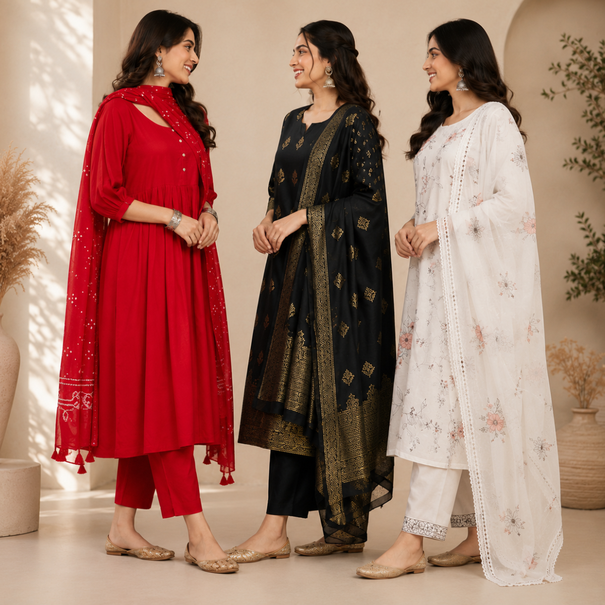 Women's Kurta Pant Set with Dupatta ( KP-6 )