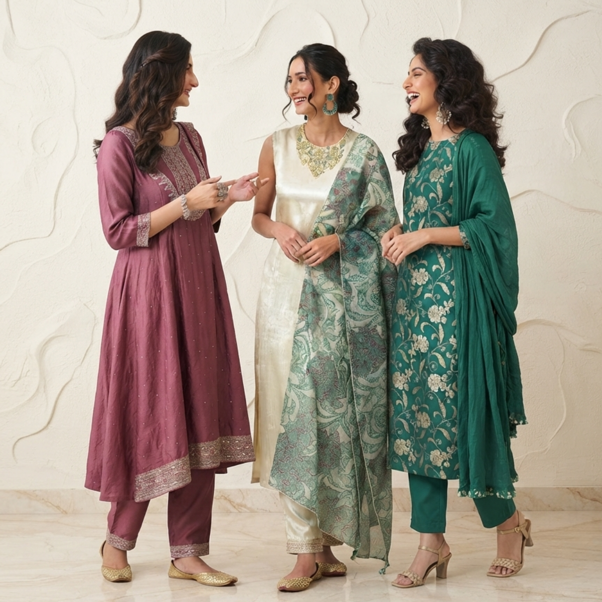3 Comfort Fit Kurta Set with Dupatta ( C8 )