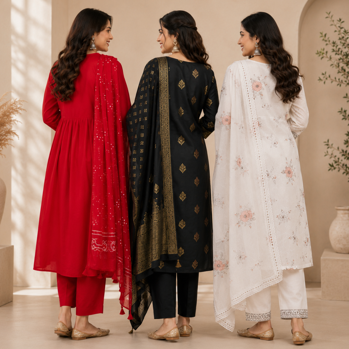 Women's Kurta Pant Set with Dupatta ( KP-6 )