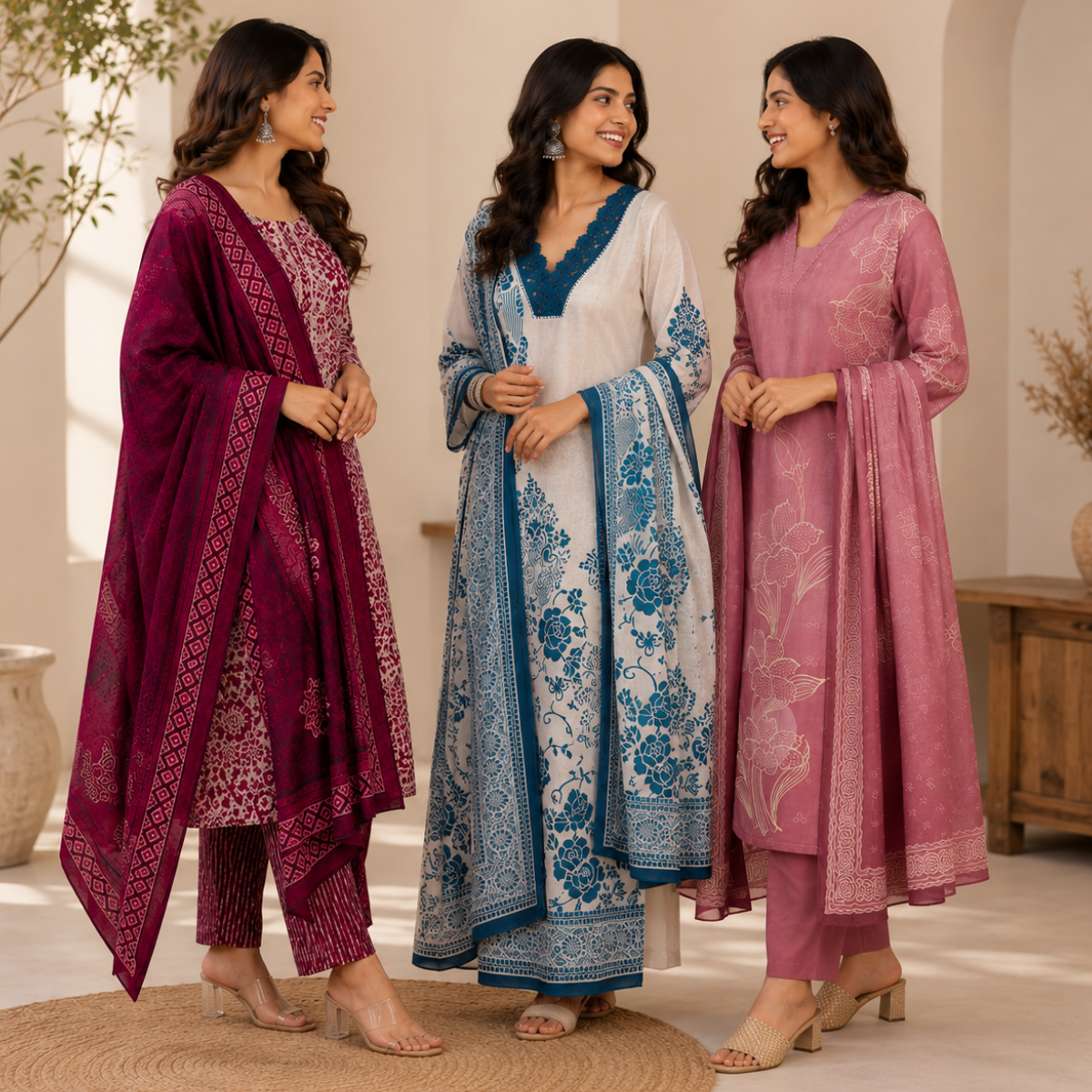 Women's Kurta Pant Set with Dupatta ( KP-1 )
