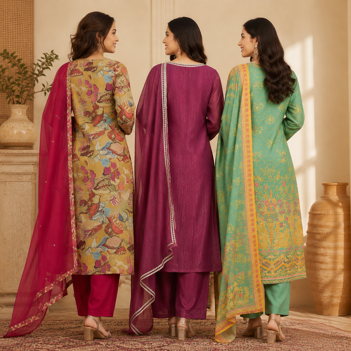 Women's Kurta Pant Set with Dupatta ( KP-8 )