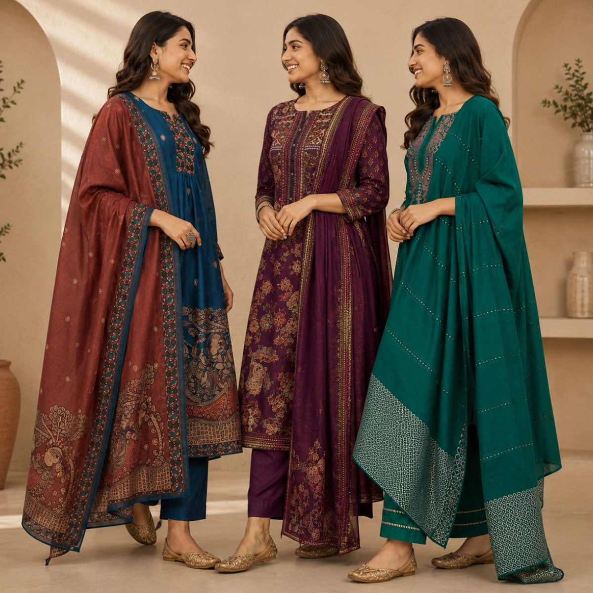 Women's Kurta Pant Set with Dupatta ( KP-9 )