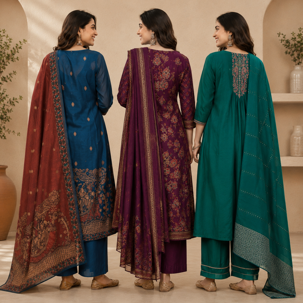 Women's Kurta Pant Set with Dupatta ( KP-9 )