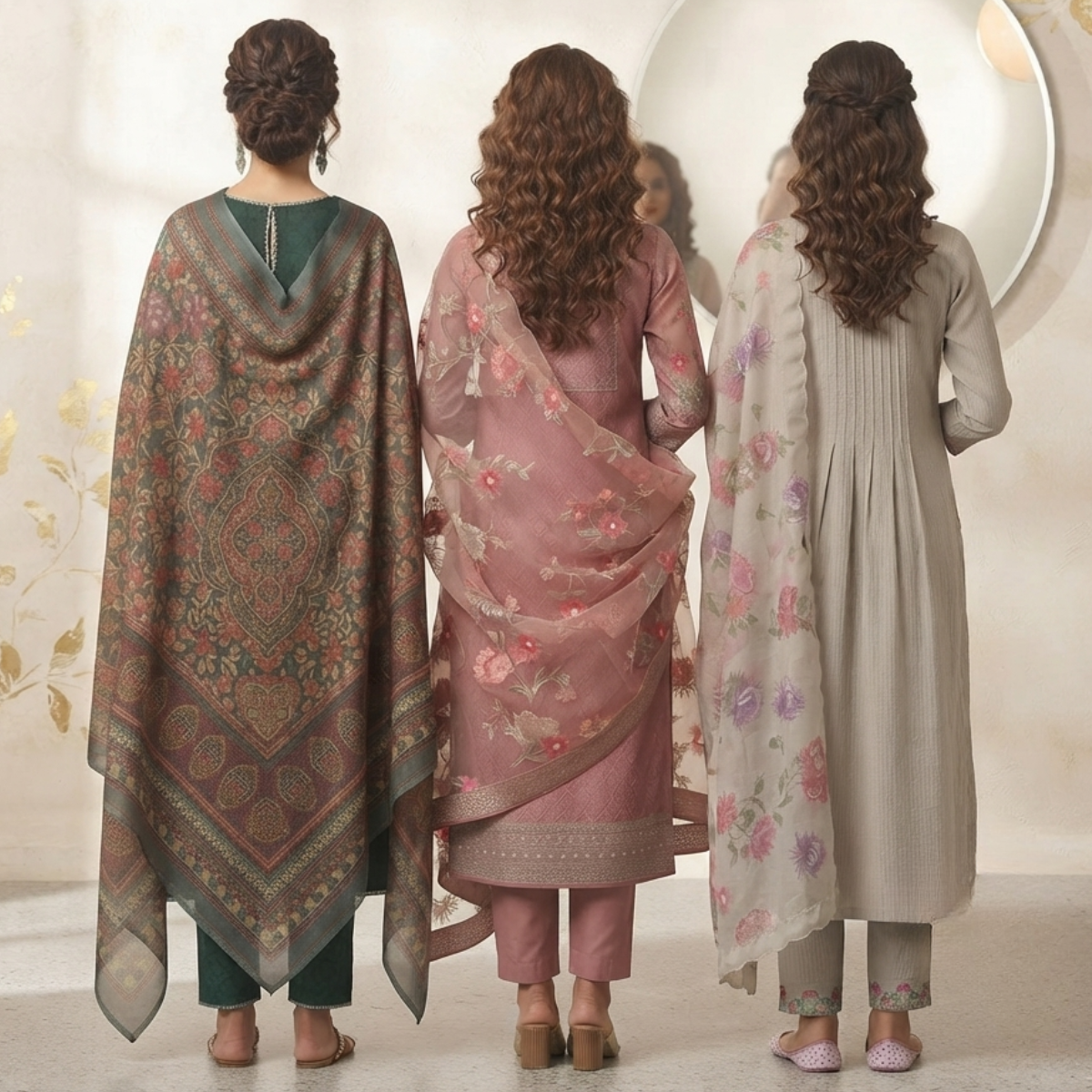 3 Comfort Fit Kurta Set with Dupatta ( C1 )
