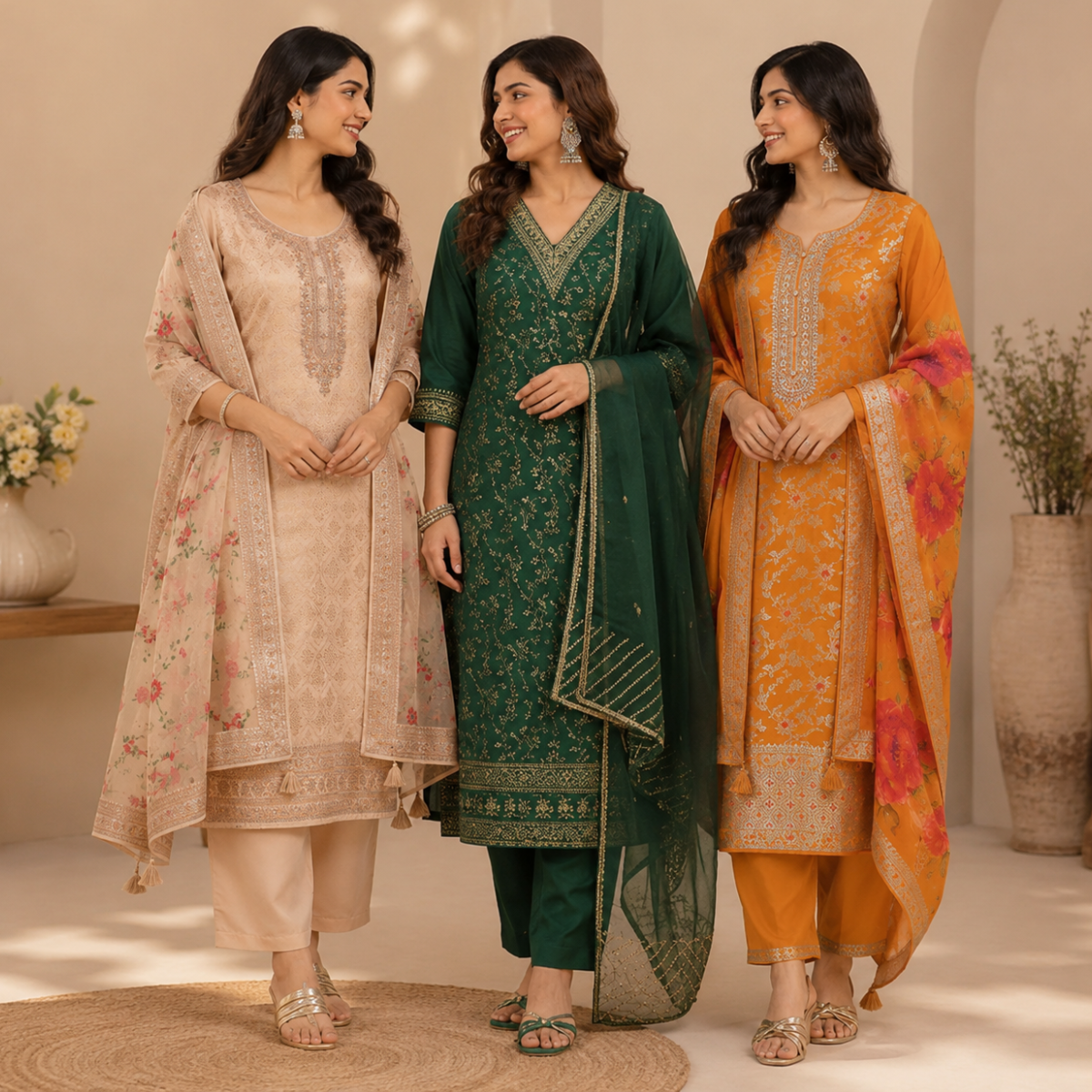 Women's Kurta Pant Set with Dupatta ( KP-2 )