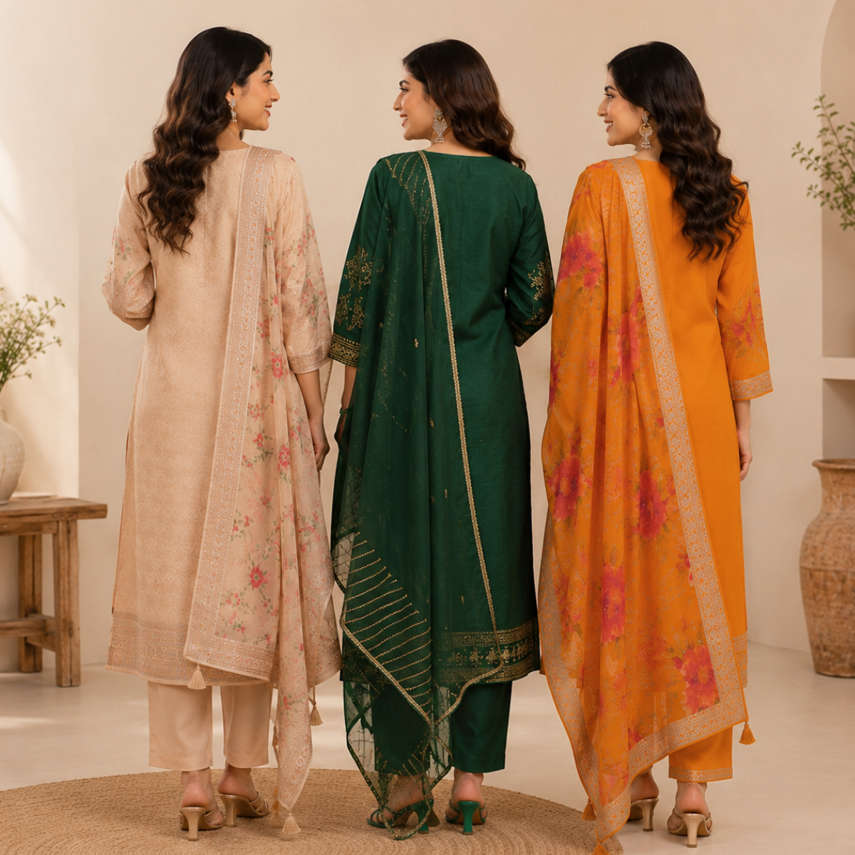 Women's Kurta Pant Set with Dupatta ( KP-2 )