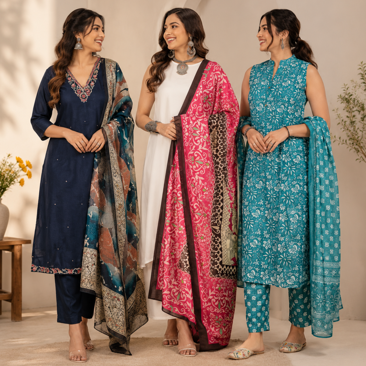Women's Kurta Pant Set with Dupatta ( KP-3 )