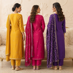 3 Comfort Fit Kurta Set with Dupatta ( C2 )