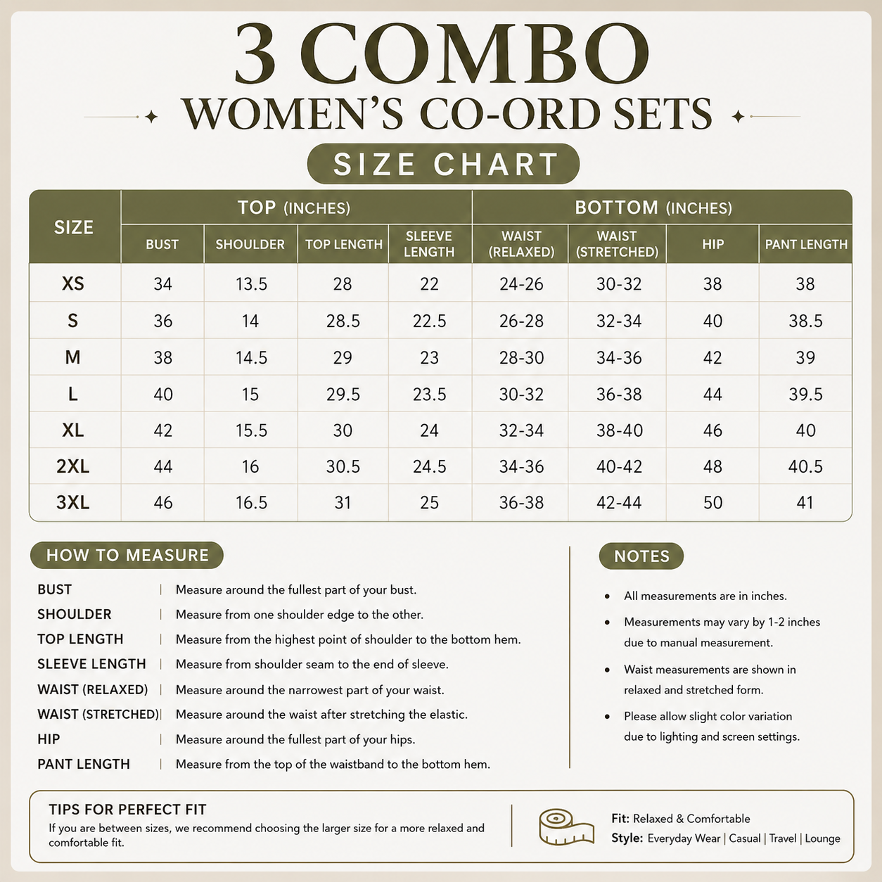 3 Women's Casual Co-Ord Set ( C2 )